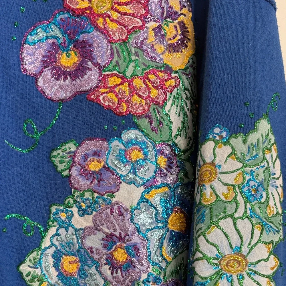 Coleman Blue Hoodie with Floral Embroidery‎ Craft Day Mayham